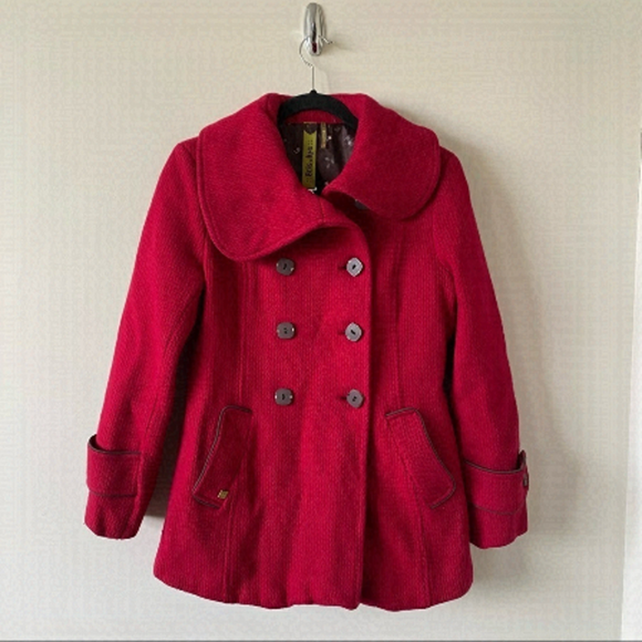 Soia & Kyo Jackets & Blazers - Soia & Kyo-Lipstick Red Ribbed Wool Blend Jacket